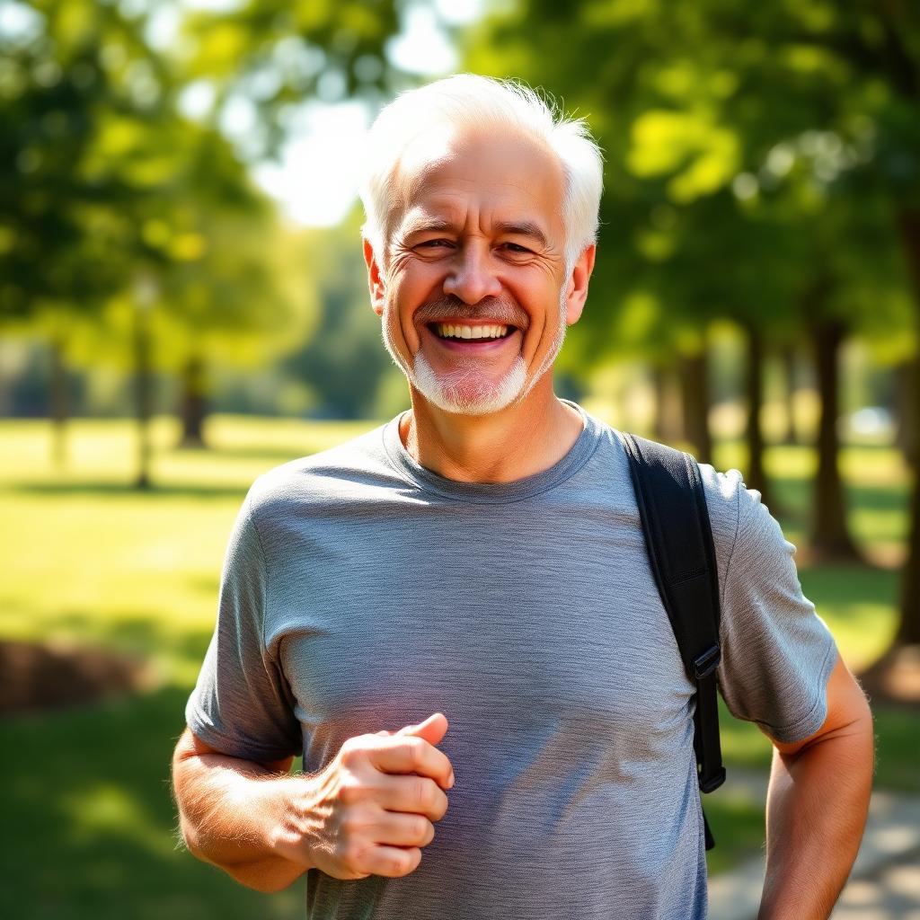 Confident senior man staying active thanks to daily prostate health support